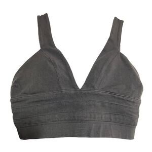 Popular Basics Gray Crop Top Longline V-Neck Sleeveless Y2K Small